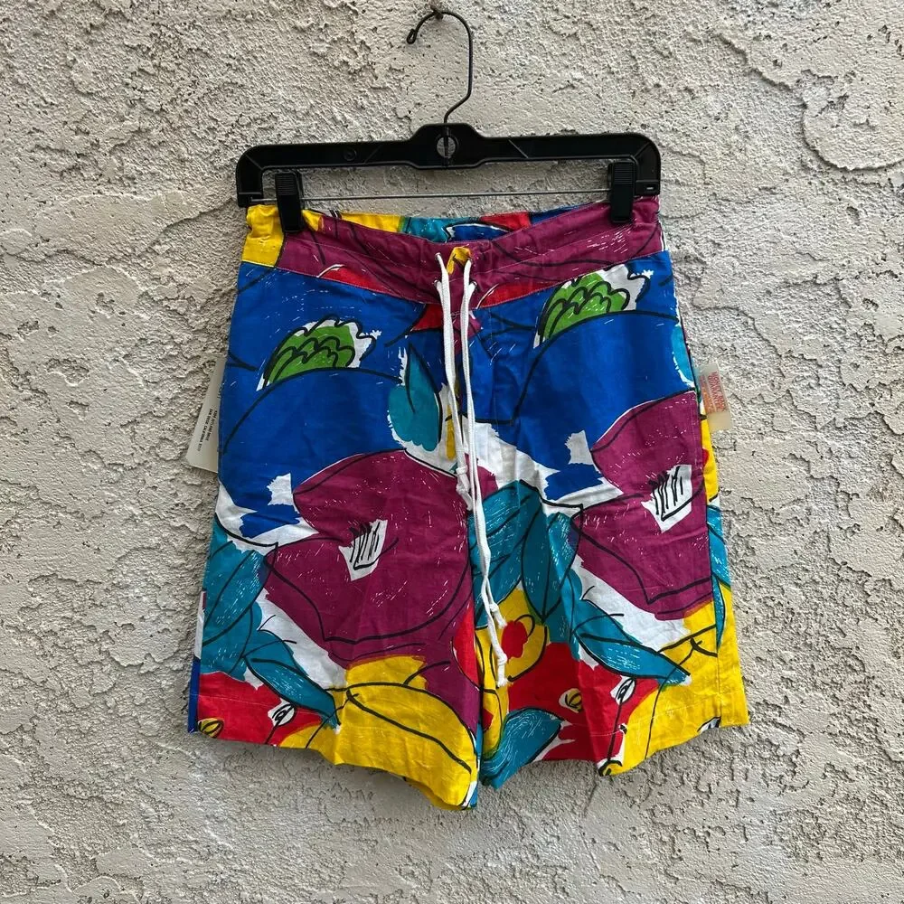 NWT Vintage In-Short Tropical Floral Cotton Board Shorts Size Womens Medium